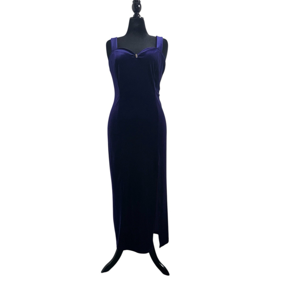 Onyx Nite Velvet Purple Vintage Y2K Formal Sparkly Dress Size 16